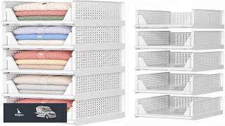 SNSLXH Closet Organizers and Storage 5 Pack Stackable Closet Bins