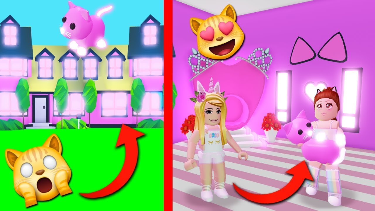 I Surprised My Best Friend With A Pink Neon Cat Mansion In Adopt Me Roblox Youtube - adopt me roblox cat