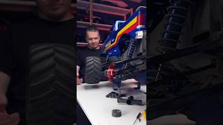 Gave it a red aluminum upgrade — rear stub axle carriers for the Traxxas X-Monster Bigfoot.