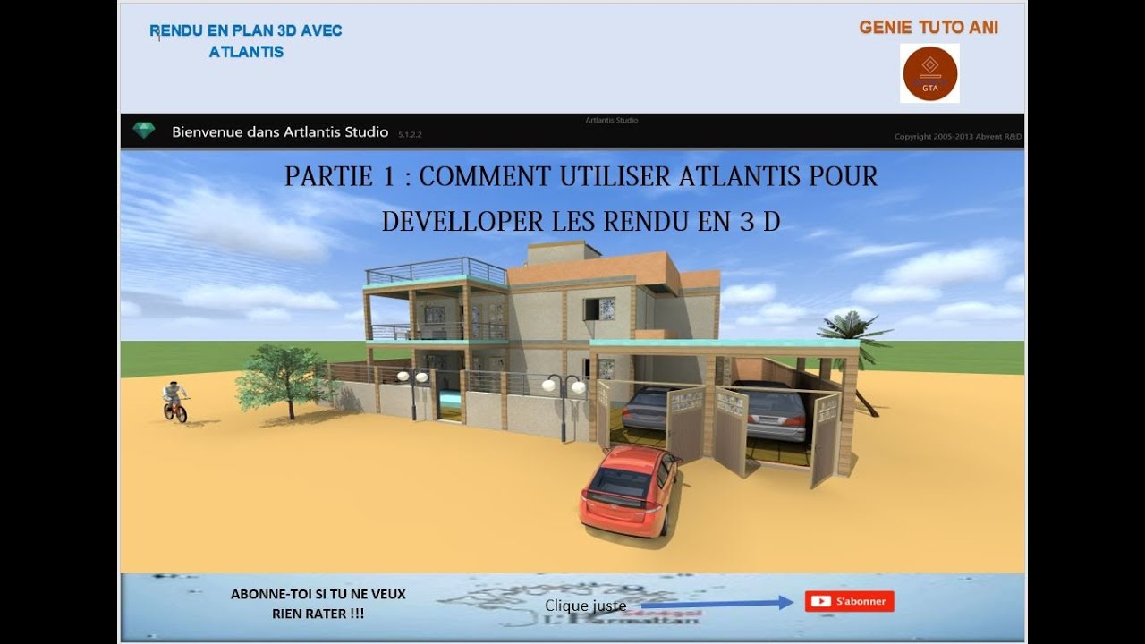 PARTIE 1 COMMENT UTILISER ATLANTIS POUR LES RENDU DE PLAN 3D - YouTube