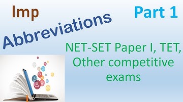 NET-SET Paper 1, TET, other competitive exams | Important Abbreviations Part 1 | Video by PRK