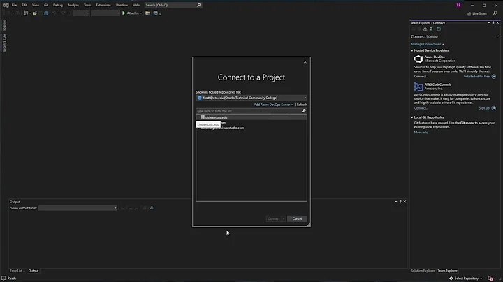 Getting connected to an Azure DevOps Server - VS22