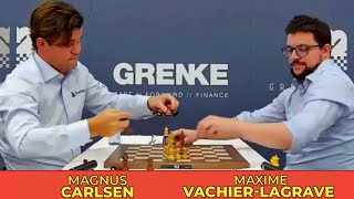 Magnus Carlsen (2823) vs Maxime VachierLagrave (2755) || GRENKE Chess Robin Round 4