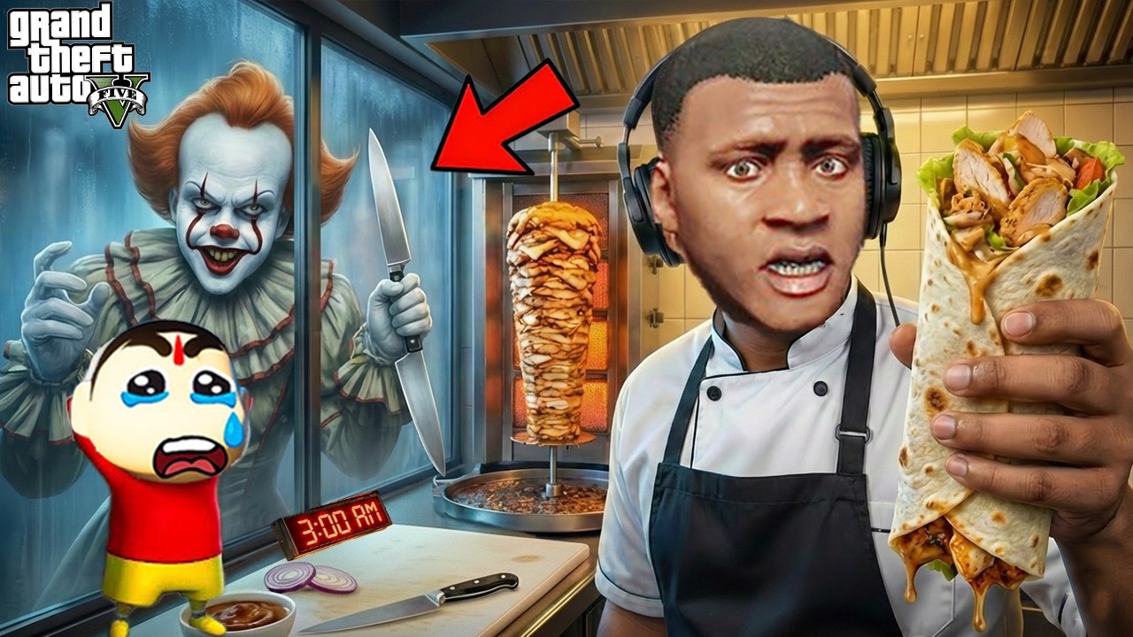 GTA V : Franklin & Shinchan Open Hanuted Shawarma Food Shop in GTA 5
