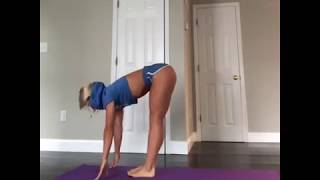 Yoga Instructor Flows In Super Short Shorts 