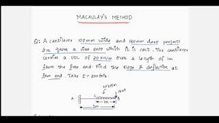 Solved example, How to find slope & deflection of CANTILEVER beam by Macaulay's method