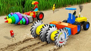 Diy tractor making mini Triple Drilling Gold Mining | diy MEGA Plowing Agriculture Machine | HP Mini