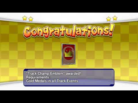 Mario Sonic At The Olympic Games Recieving The Gold Medals In All Track Events Emblem