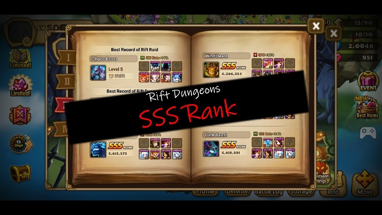 Summoners War - Rift Dungeons SSS Rank! - YouTube