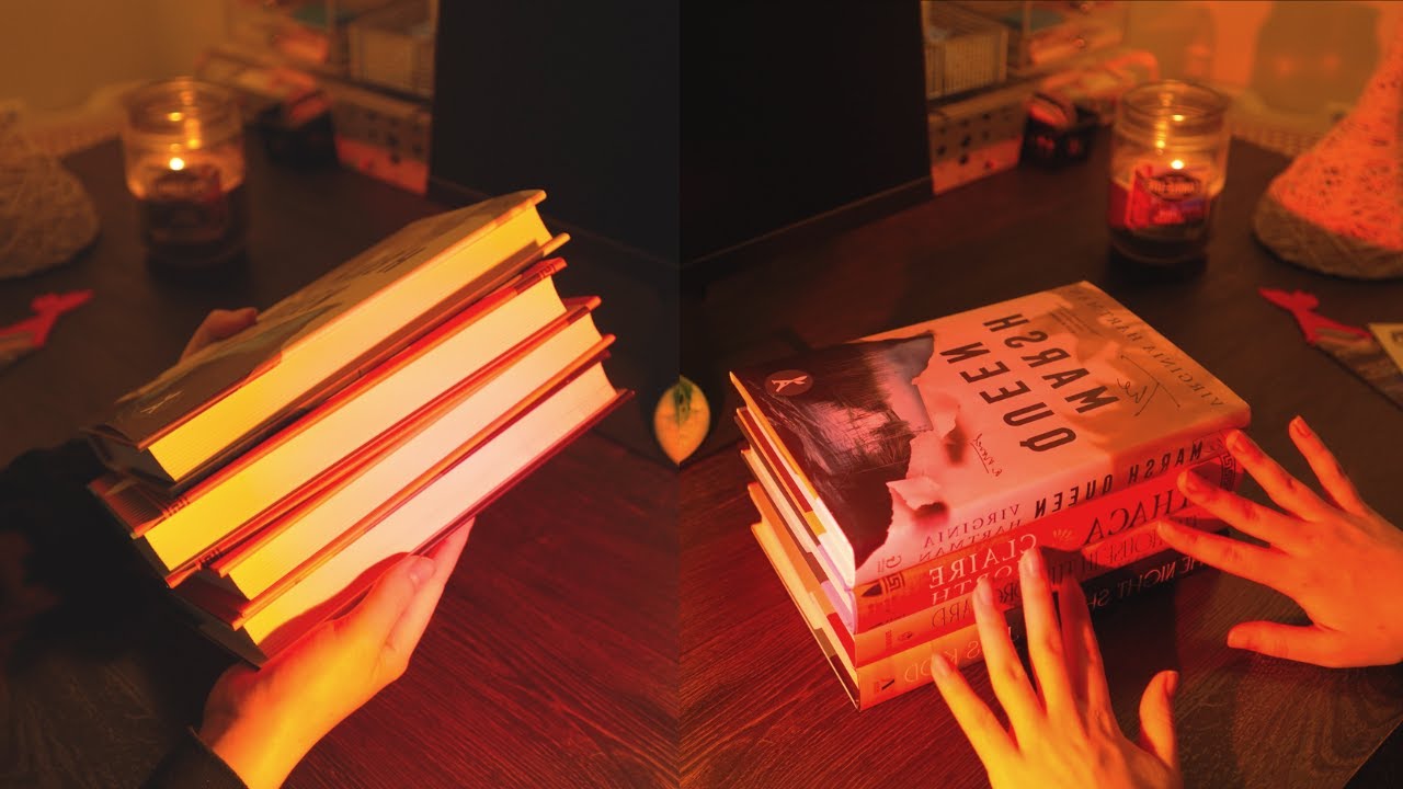 ASMR book haul unboxing | book tapping and tracing