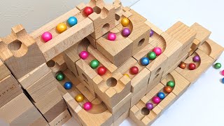 Marble Run ASMR☆Cuboro Wooden Pyramid Course