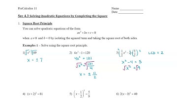 Ma11 Sec 4.3 Square Root Principle