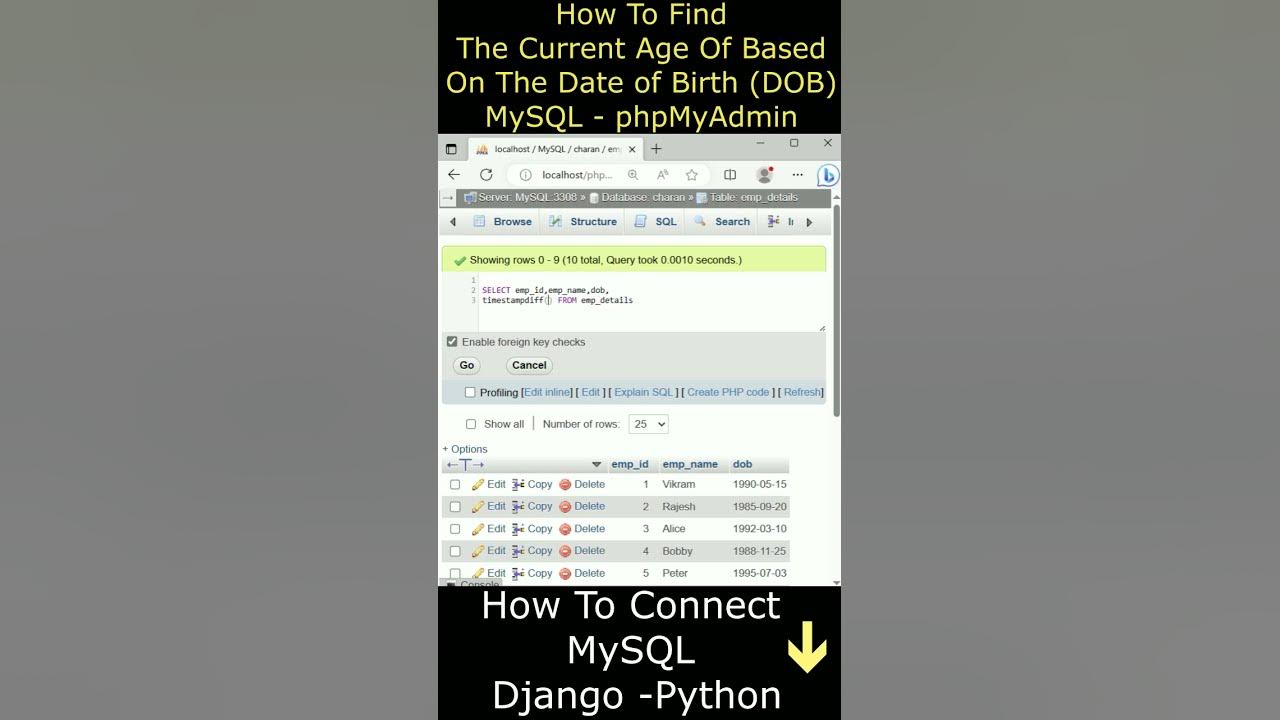 how-to-get-the-current-age-from-date-of-birth-dob-mysql-database-youtube