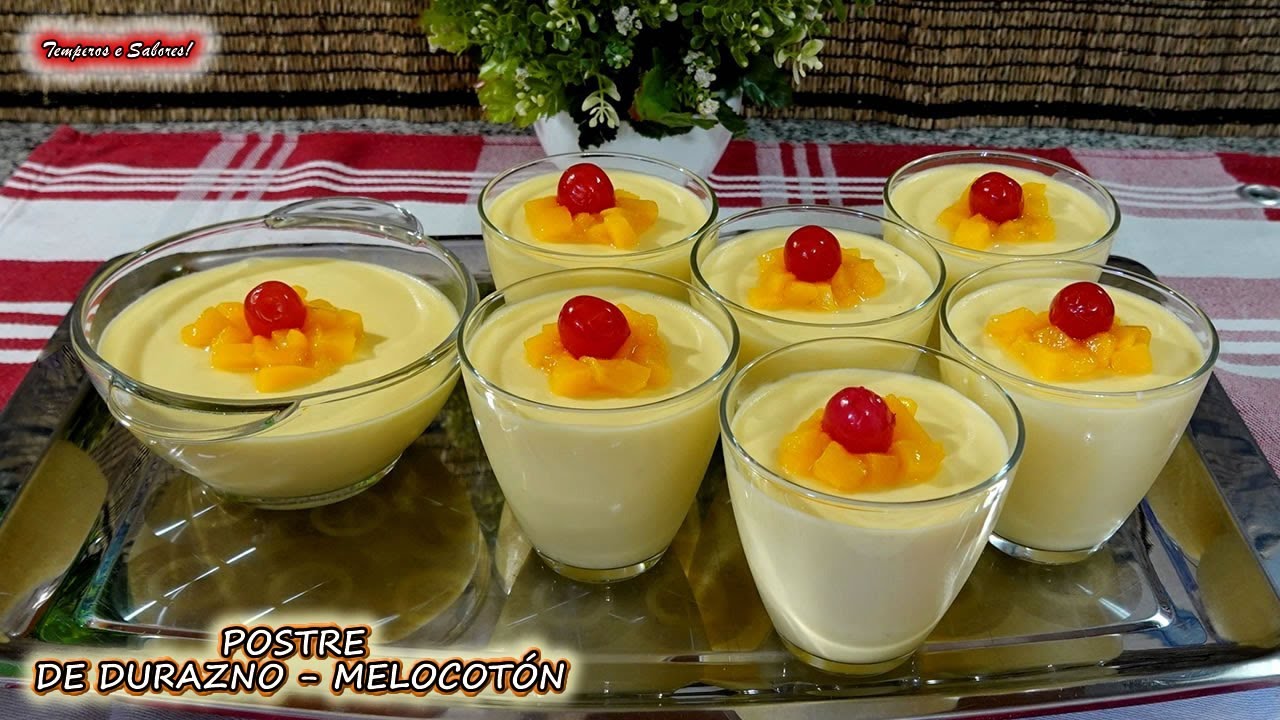 POSTRE DE DURAZNO MELOCOTÓN FACILITO CON SOLO 3 INGREDIENTES  DELICIOSO