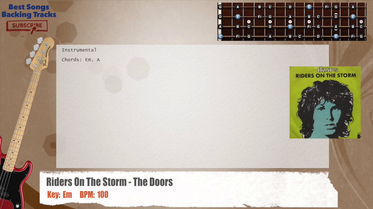 🎻 Riders On The Storm The Doors Bass Backing Track with chords and
