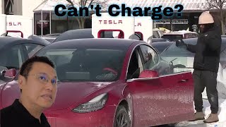 ICE Cold Weather, Tesla Electric Vehicle (EV) Can't Charge in Chicago, USA