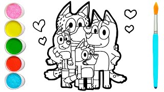 Drawing and Coloring Bluey (BINGO) and Her Family ❤️ Drawings for Kids & Toddlers