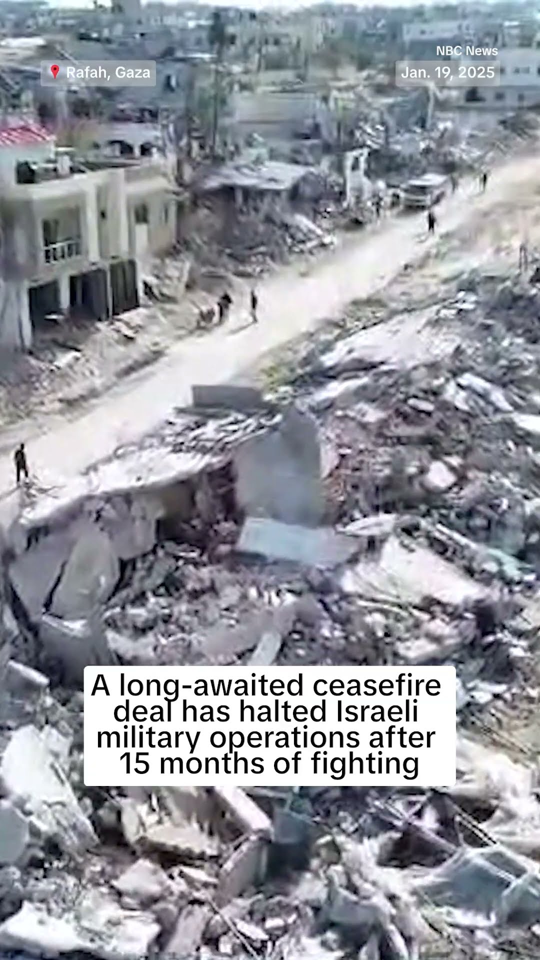 Drone video captures devastation in Rafah as displaced Palestinians return