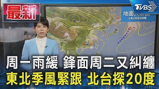 周一雨緩 鋒面周二又糾纏 東北季風緊跟 北台探20度｜TVBS新聞 @TVBSNEWS01