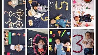 1 to 7 month photoshoot, One month baby boy photoshoot ideas at home. photoshoot babyboy viral