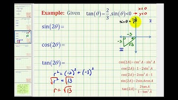Ex 2:  Determine Double Angle Trig Function Values Given Information