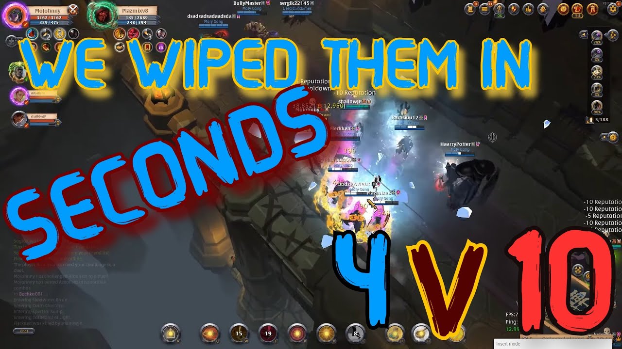 We wiped them in SECONDS 4v10 | Outnumbered wins! on Albion Online