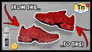 CLEANING FILTHY ALL RED NIKE AIR MAX PLUS TO LOOK BRAND NEW AGAIN!