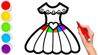 A Cute Princess Dress Drawing Painting & Colouring for kids Toddlers | Dress Drawing #Dressdrawin
