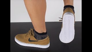 nike sb janoski golden beige & white suede skate shoes