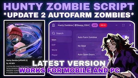 [UPDATE 2] HUNTY ZOMBIE SCRIPT! (NO KEY) AUTO FARM - KILL AURA -  AUTO RADIO & MORE