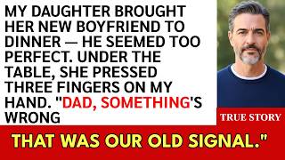 At Her Birthday Dinner, My Daughter Pressed Three Fingers On My Hand — Our Old Signal That Meant,...