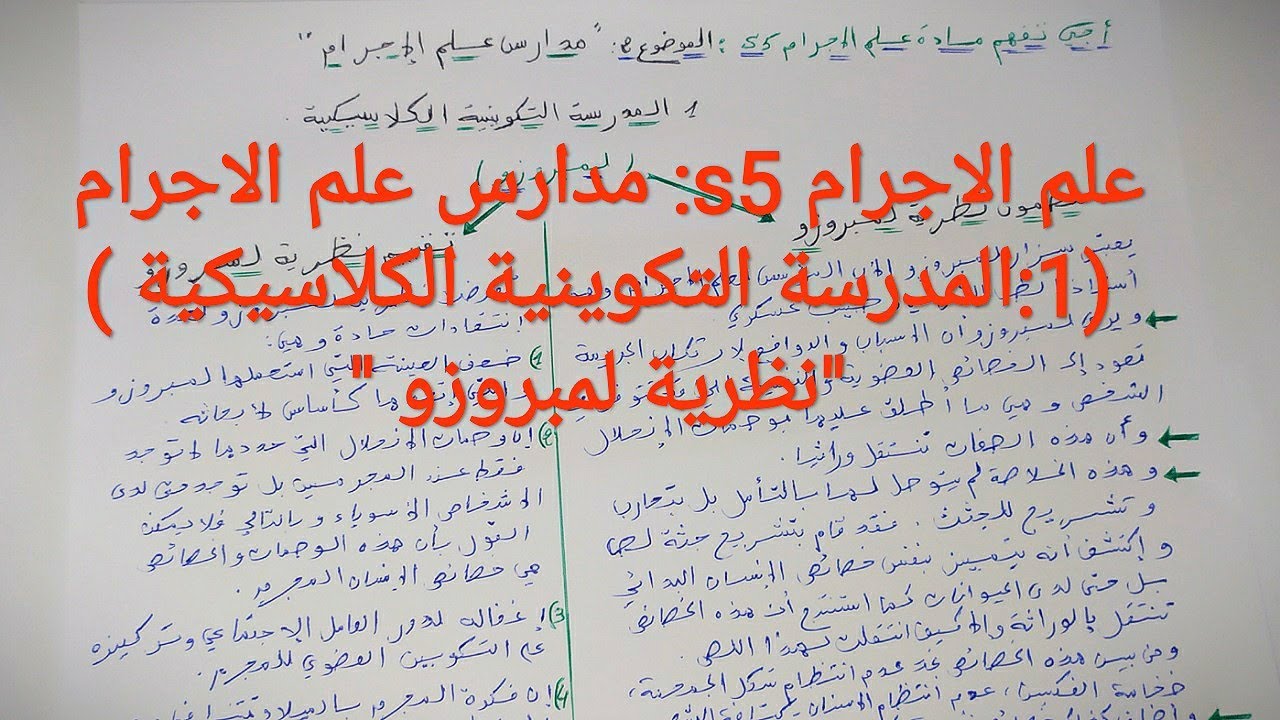 أجي تفهم مادة علم الاجرام s5⚖️ الموضوع 2: مدارس علم الاجرام(1:المدرسة التكوينية الكلاسيكية