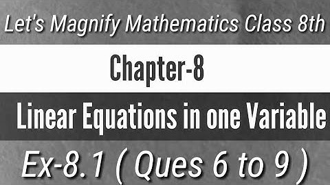 Ex-8.1 || Ques 6 to 9 || Let