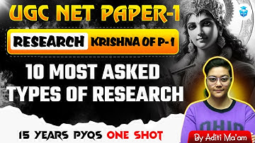 UGC NET Paper 1 Research Aptitude PYQs | 10 Most Asked Types of Research by Aditi Mam | JRFAdda