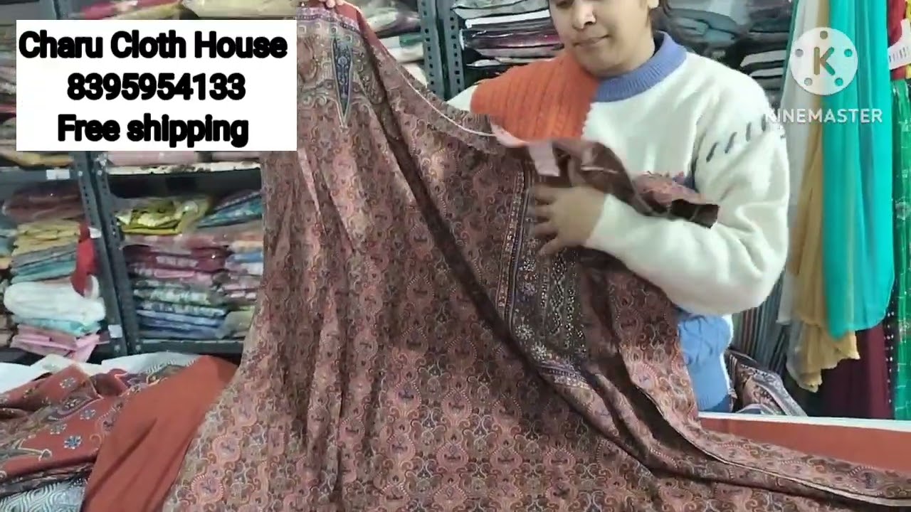 Wollen pashmina suits with heavy shawl Free shipping ll premium quality 