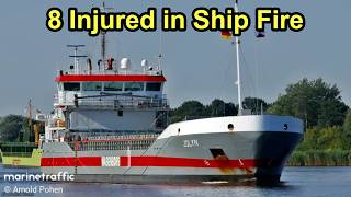 Eight Injured During Cargo Ship Fire in Hamburg.