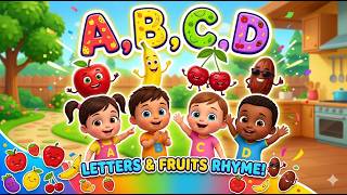 A B C D Fruits Rhyme! 🍎 Learn A, B, C, D | Nursery Rhymes for Toddlers