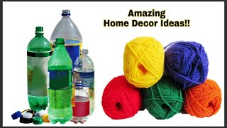 3 Amazing Home Decor Crafts Using Waste Plastic Bottles and Wool | Best Reuse Idea