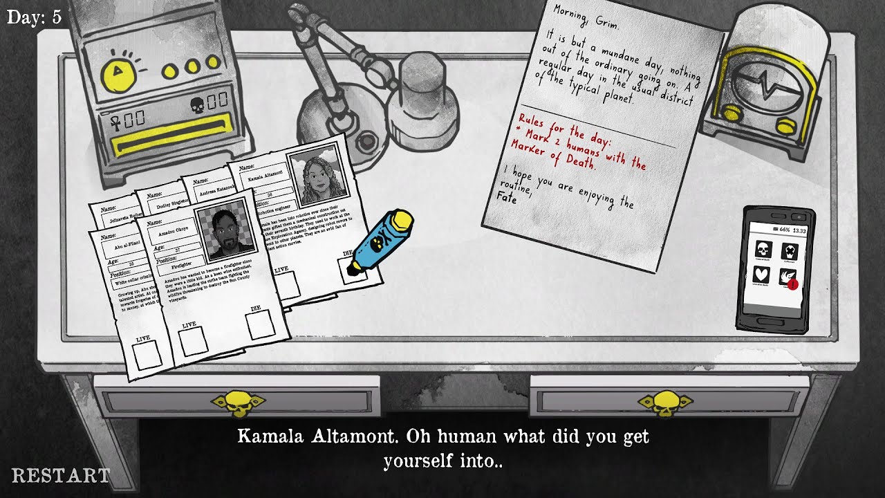 Some Papers Please Meets Beholder Game About The Grim Reaper