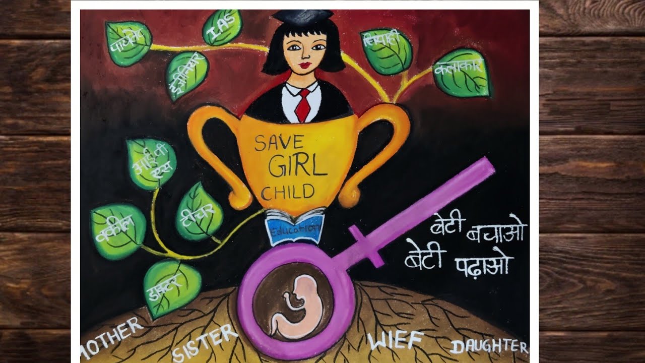 How to draw save girl child poster/save girl child drawing for ...