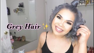 Colored my hair DARK GREY at home + bleached my roots | ION CHROME permanent hair color !