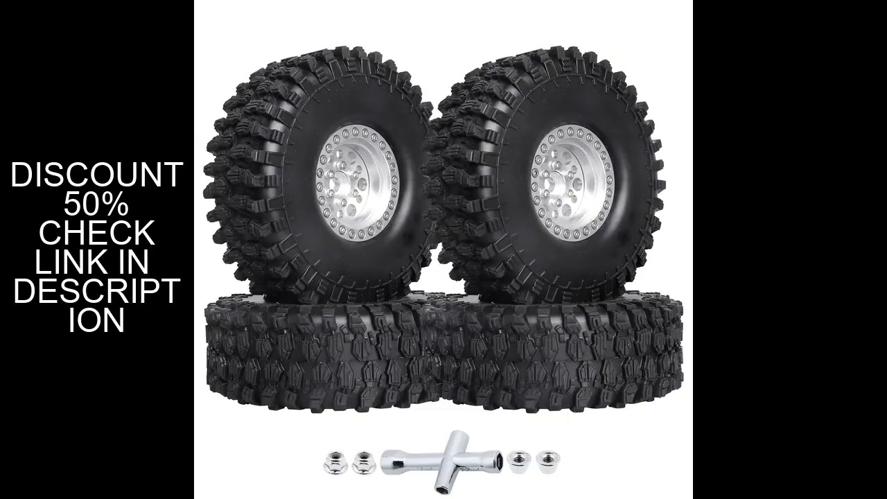 HobbyPark 4.72 inch 1.9 Crawler Tires and 1.9 Beadlock Wheels Set for Axial SCX10 II III Traxxas TRX