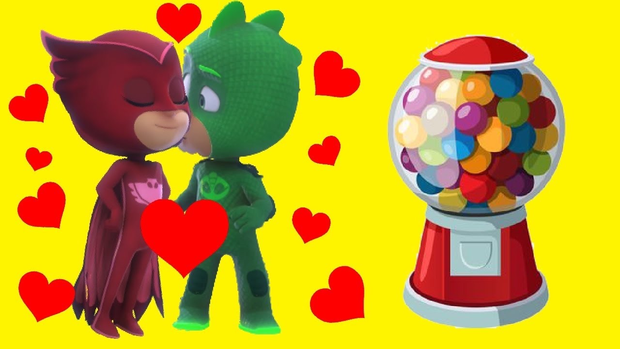 Pj Masks Owlette W Catboy Gumball Machine Love Story N Kiss Her Funny Story Youtube