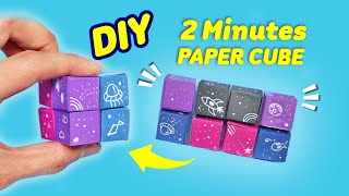How to Make a Space Infinity Cube with Paper ( Easy Origami a Paper Cube in 2 Minutes ONLY!)