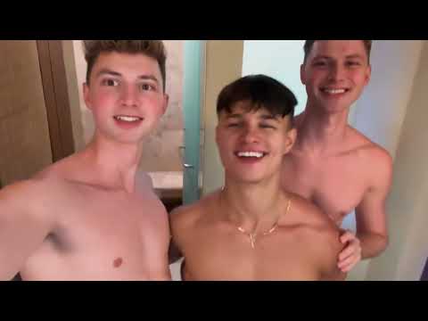 Cute 18 y.o. Twink trying his first kiss with gay twins 🙈 See continuation link ⬇️