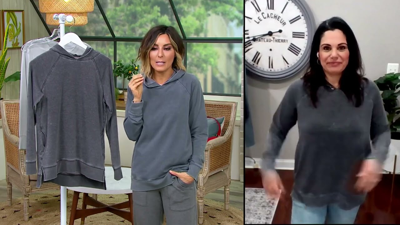 AnyBody Beach Washed French Terry Hoodie on QVC