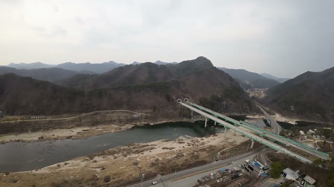 The sum river fly by FPV drone in Korea.