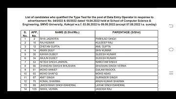 RESULT OF TYPING TEST FOR D.E.O || SMVDSB KATRA