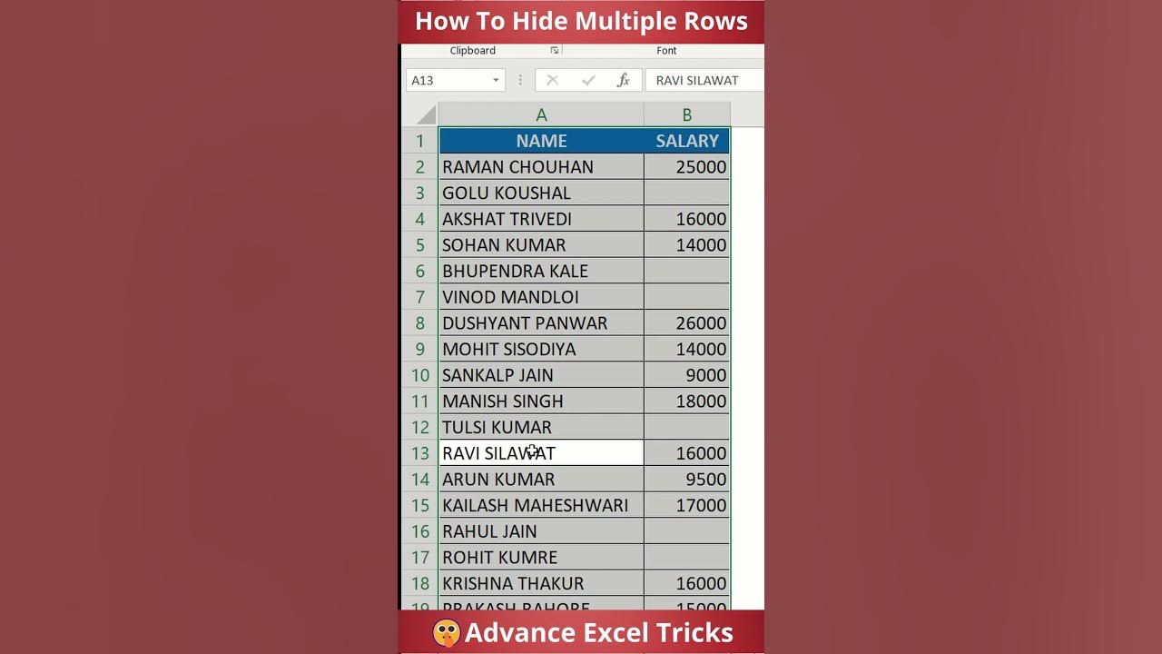 How to auto hide blank row in excel excel pro level trick excel 