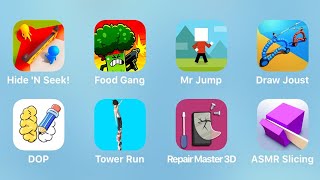 Hid'N Seek, Food Gang, Mr Jump, Draw Joust, DOP, Tower Run, Repair Master 3D, ASMR Slicing screenshot 5